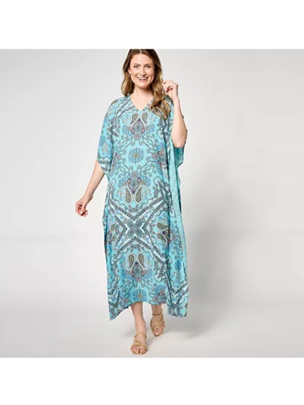 Belle by Kim Gravel Women Dress 2XP Petite Boutique Resort Poncho Blue A646030